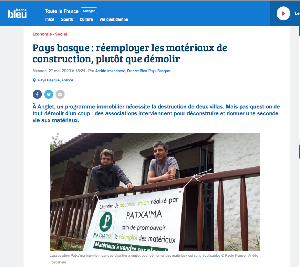 Article + Parution Radio sur France Bleu Pays Basque